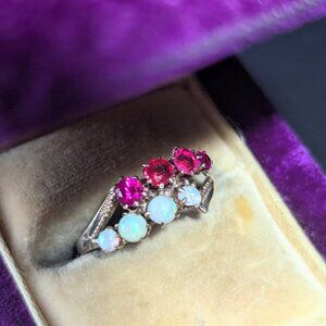Antique Opals Gems/ Paste 10k Yellow Gold Ring Estate Jewelry Victorian c.1800s